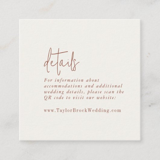 Moderne chique Boho Cream QR Code Details Informatiekaartje (Voorkant)