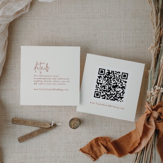Moderne chique Boho Cream QR Code Details Informatiekaartje