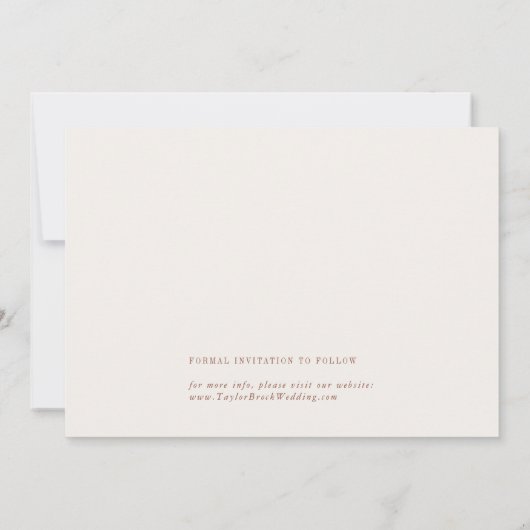 Moderne chique Boho crème bruiloft Save The Date (Achterkant)