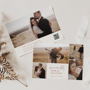 Moderne chique Boho crème fotocollage Save The Date