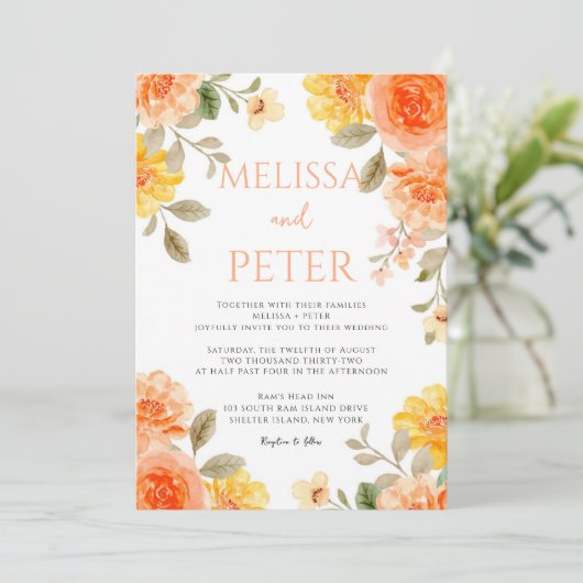 Moderne chique boho heldere wilde bloemen Bruiloft Kaart (Staand voorkant)