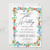 Moderne chique boho heldere wilde bloemen Bruiloft Kaart (Voorkant)