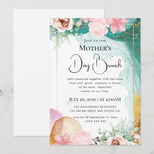 Moderne chique boho heldere wilde bloemen kaart (Voorkant / Achterkant)