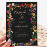 Moderne chique boho heldere wilde bloemen Sweet 16 Kaart<br><div class="desc">Voeg een vleugje bohemian elegantie toe aan uw evenementen met onze Modern Chic Boho Bright Elegant Kleurrijke wilde bloemen Sweet 16 verjaardag Uitnodiging. Met roze,  rode,  groene en paarse tinten botanische bloemen geïnspireerd door wilde bloemen en waterverf rustieke tuinen met subtiel groen en moderne boho script typografie op zwart.</div>