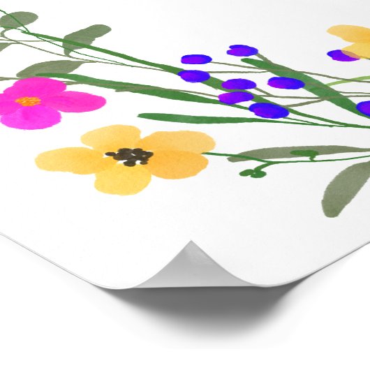 Moderne chique boho wilde bloemen afstuderen welko poster (Hoek)