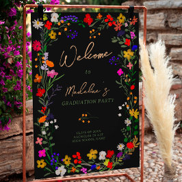 Moderne chique boho wilde bloemen afstuderen welko poster