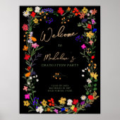 Moderne chique boho wilde bloemen afstuderen welko poster (Voorkant)