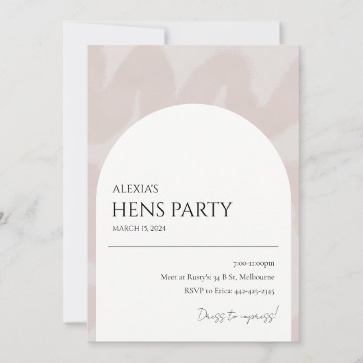 Moderne chique boog hennen partij uitnodiging (Voorkant)