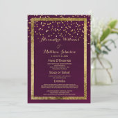 Moderne chique bordeaux gouden confetti Bruiloft M Menu (Staand voorkant)