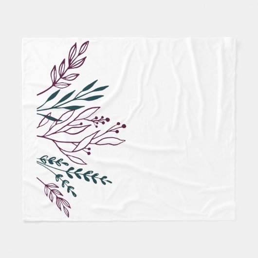 Moderne chique botanische bloemen fleece deken (Voorkant (Horizontaal))