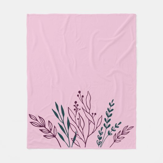 Moderne chique botanische bloemen fleece deken (Voorkant)
