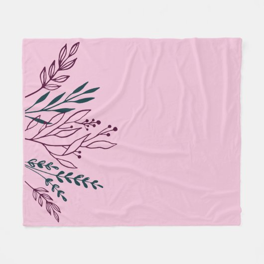 Moderne chique botanische bloemen fleece deken (Voorkant (Horizontaal))