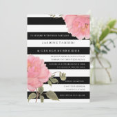 MODERNE chique brede strepen roze pioenenbloesem b Kaart (Staand voorkant)