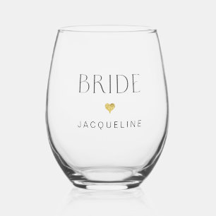 Moderne chique bruid art deco lettertype gouden ha wijnglas zonder voet