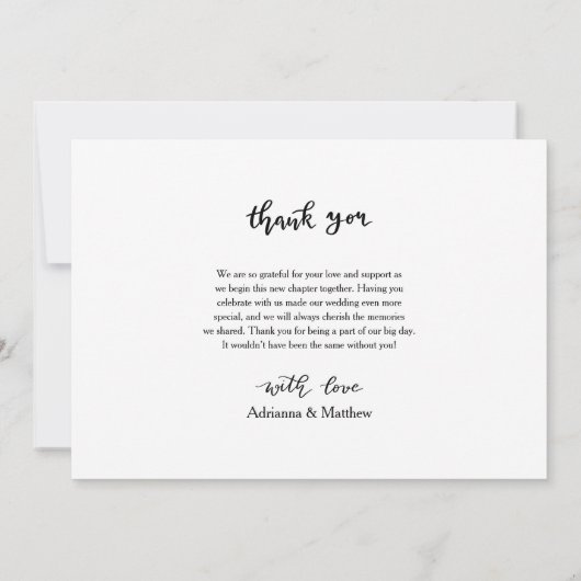 Moderne chique bruiloft Bedankt Script Foto (Achterkant)