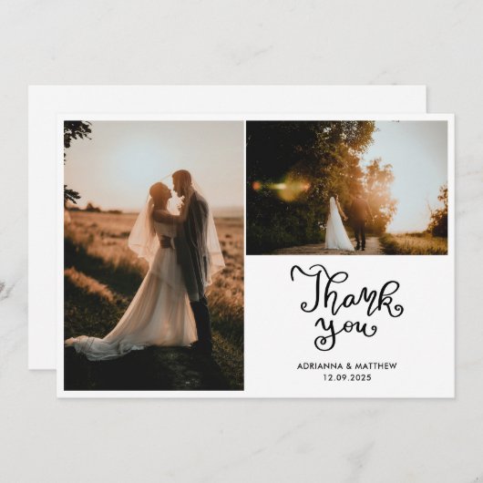 Moderne chique bruiloft Bedankt Script Foto (Voorkant / Achterkant)