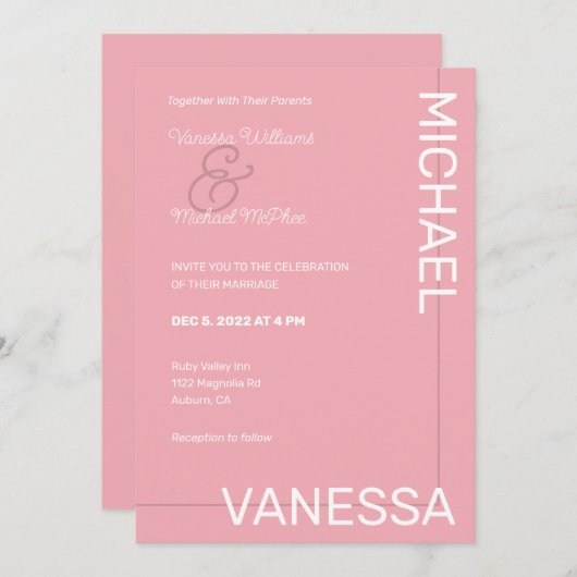 Moderne chique bruiloft kaart (Voorkant / Achterkant)