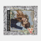 Moderne chique bruiloft liefde paar zilveren glitt fleece deken (Voorkant (Horizontaal))