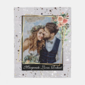 Moderne chique bruiloft liefde paar zilveren glitt fleece deken (Voorkant)