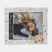 Moderne chique bruiloft liefde paar zilveren glitt fleece deken (Voorkant (Horizontaal))