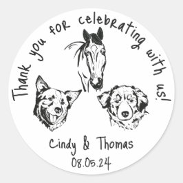 Moderne Chique Custom Grappig Pet Bruiloft Favor Ronde Sticker