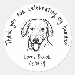 Moderne Chique Custom Grappig Pet Bruiloft Favor Ronde Sticker