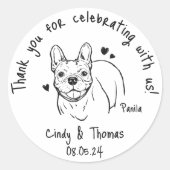 Moderne Chique Custom Grappige Bulldog hond bruilo Ronde Sticker (Voorkant)