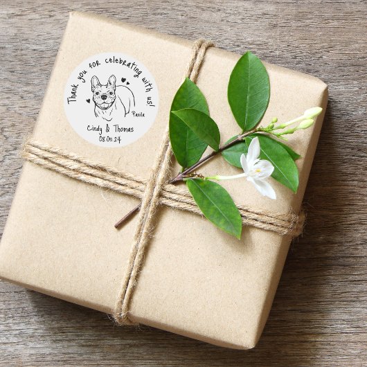 Moderne Chique Custom Grappige Bulldog hond bruilo Ronde Sticker