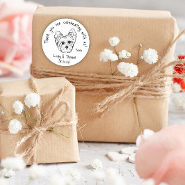 Moderne Chique Custom Grappige Yorkie Hond Bruilof Ronde Sticker