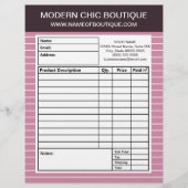 Moderne chique dunne roze strepen boetiek bestelfo custom briefhoofd (Voorkant)