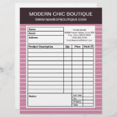 Moderne chique dunne roze strepen boetiek bestelfo custom briefhoofd (Voorkant / Achterkant)