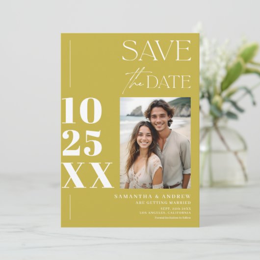 Moderne chique eenvoudige vetgedrukte script als g save the date (Staand voorkant)