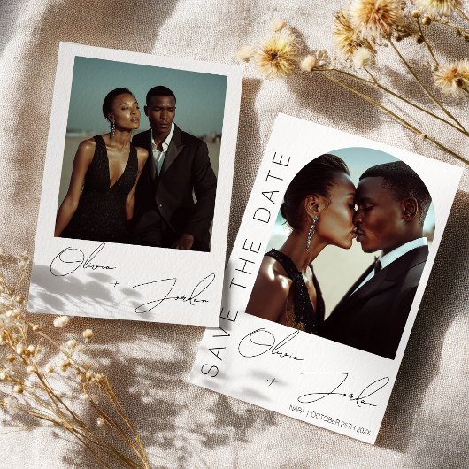 Moderne chique Elegant Minimalistische 2 foto's br Save The Date