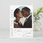 Moderne chique Elegant Minimalistische 2 foto's br Save The Date (Staand voorkant)