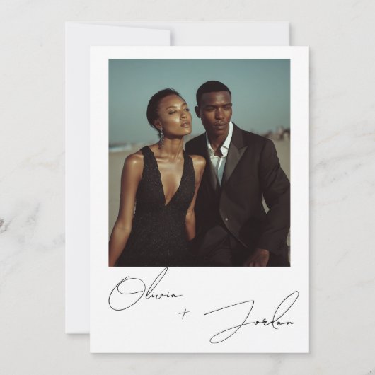 Moderne chique Elegant Minimalistische 2 foto's br Save The Date (Achterkant)