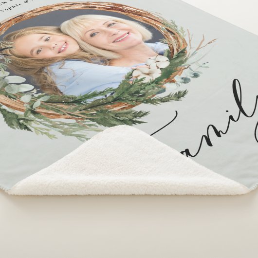 Moderne chique elegante bladkrans foto familie sherpa deken (3/4)