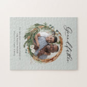 Moderne chique elegante bladkrans foto grootvader legpuzzel (Horizontaal)