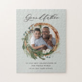 Moderne chique elegante bladkrans foto grootvader legpuzzel (Verticaal)