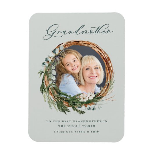 Moderne chique elegante bladkrans foto magneet (Verticaal)