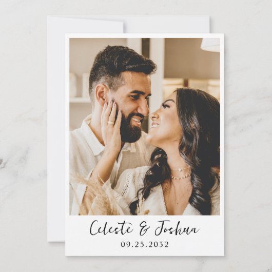 Moderne Chique Elegante Foto QR Code Details Bruil Kaart (Achterkant)