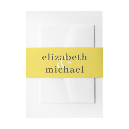 Moderne chique elegante gele blauwe buikband uitnodigingen wikkel (Voorkant Voorbeeld)