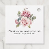 Moderne chique elegante romantische roze roos brui bedankjes labels (Achterkant)