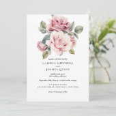 Moderne chique elegante romantische roze roos brui kaart (Staand voorkant)