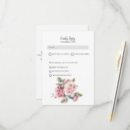 Moderne chique elegante romantische roze roos brui RSVP kaartje