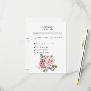 Moderne chique elegante romantische roze roos brui RSVP kaartje