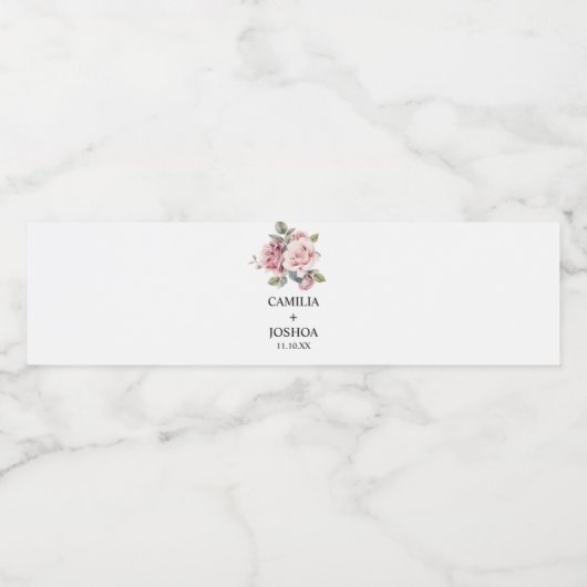 Moderne chique elegante romantische roze roos brui waterfles etiket (Enkel label)