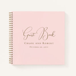 Moderne Chique Elegante Roze Roze Trouwgastenboek Notitieboek