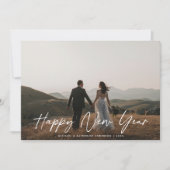 Moderne chique elegante script Gelukkig Nieuwjaar Feestdagenkaart (Voorkant)