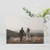 Moderne chique elegante script Gelukkig Nieuwjaar Feestdagenkaart (Staand voorkant)