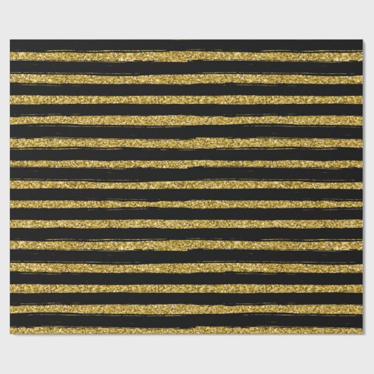 Moderne chique elegante zwart en gouden wikkelpap cadeaupapier (Vlak)